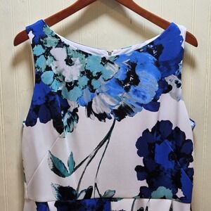Danny & Nicole‎ Dress Womens 18 Blue Floral Sleeveless Fit & Flare Pockets
